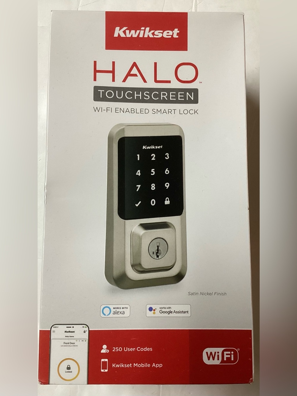 Kwikset 99390-001 Halo Touchscreen Wi-Fi Enabled Smart Lock, Satin Nickel